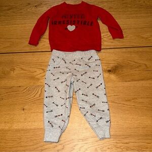 Red 'Mister Irresistible' Sweatshirt and Grey Arrow Pants Set